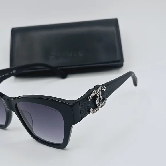 CHANEL SUNGLASSES CAT EYE BLACK CH5456 - Picture 16 of 16